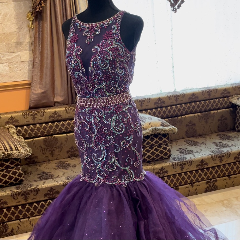 Mermaid purple bedazzled dress